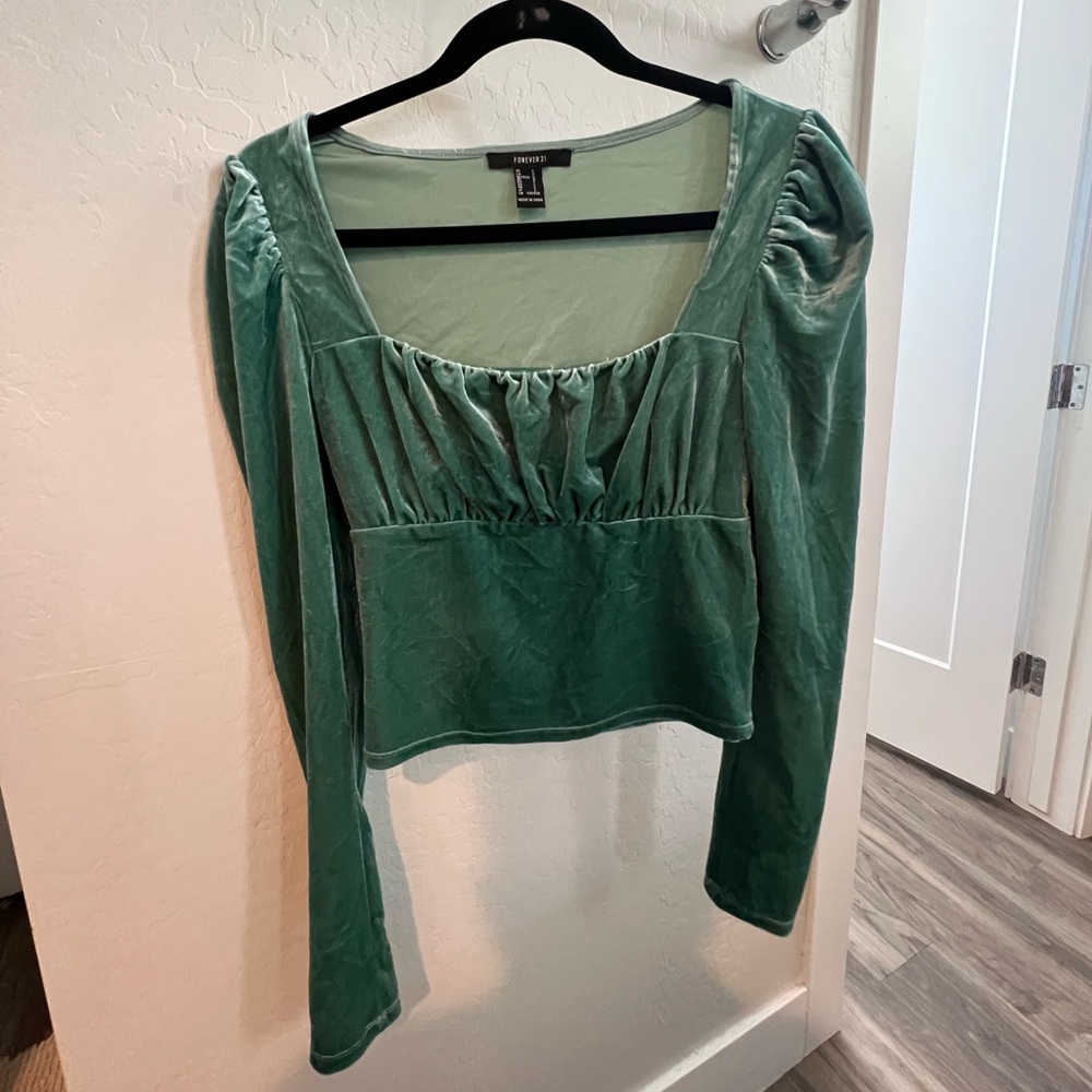 Forever 21 velvet green top